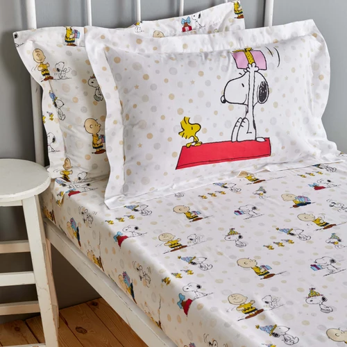 Peanuts by Karaca Home Snoopy Birthday %100 Pamuk Tek Kişilik Fitted Çarşaf Set