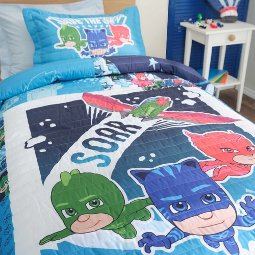 Pj Masks by Karaca Home Save The Sky Mavi Tek Kişilik Yatak Örtüsü