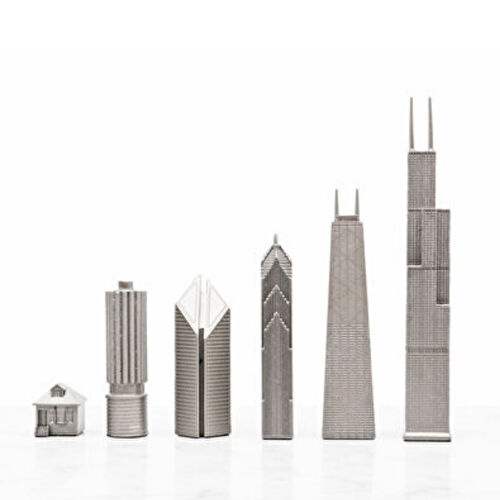 Skyline Chess Paslanmaz Çelik Mermer Satranç Takımı Chicago