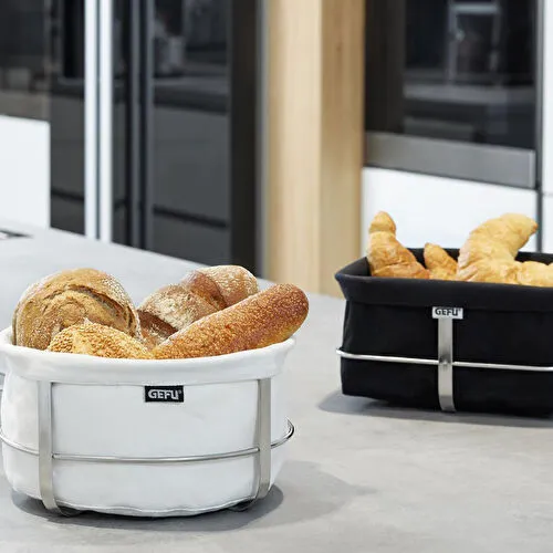 GEFU Paslanmaz Çelik Ekmek Sepeti Yuvarlak Beyaz