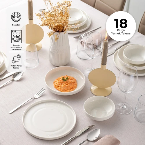 İstanbul Porselen Akis 18 Parça 6 Kişilik Yemek Takımı