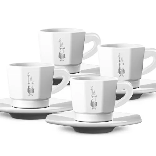 Bialetti Face Porselen Beyaz 4'lü Fincan Seti
