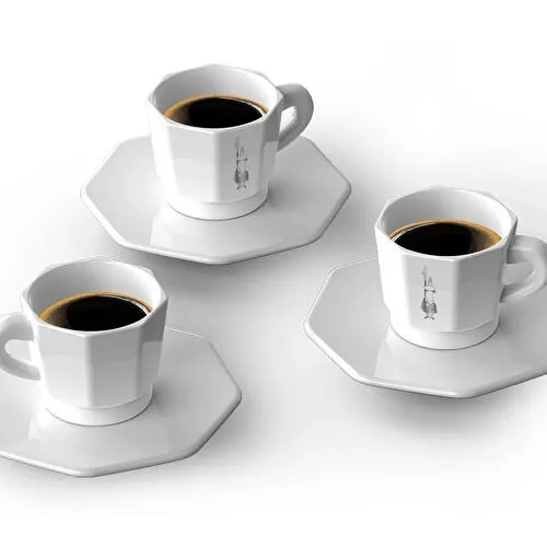 Bialetti Face Porselen Beyaz 4'lü Fincan Seti