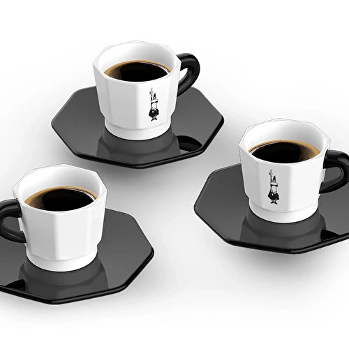 Bialetti Face Porselen Siyah Beyaz 4'lü Fincan Seti