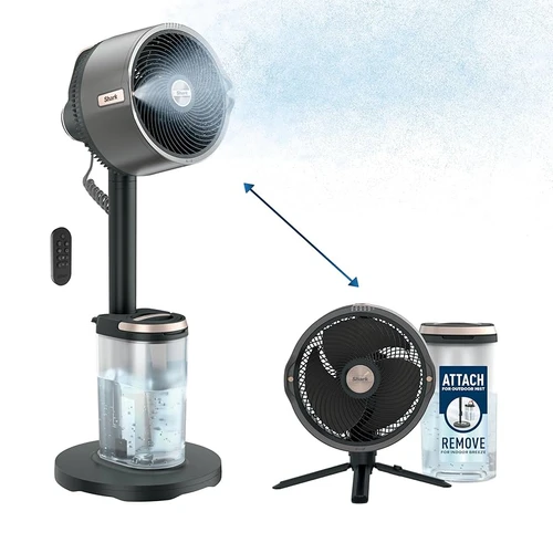 Shark FlexBreeze ProMist Taşınabilir Buharlı Fan İç ve Dış Mekan Uyumlu, Siyah