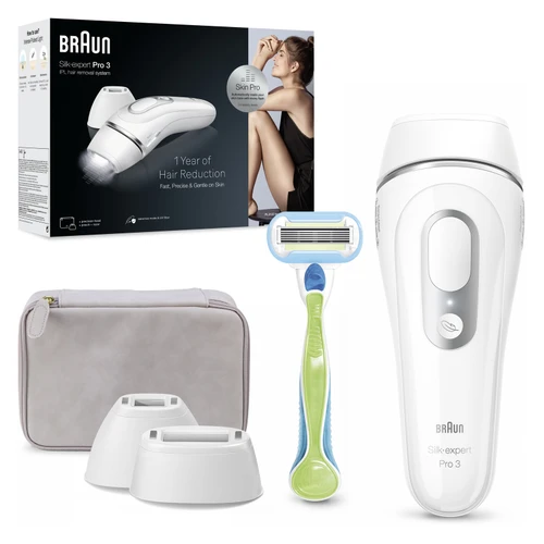 Braun IPL Silk Expert Pro 3 Evde Tüy Alma Çanta Venus Tıraş Makinesi 2 Başlık ile PL3132 Beyaz Gümüş