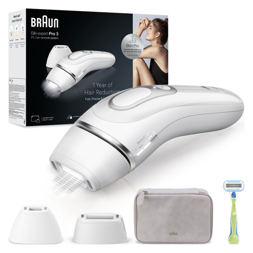 Braun IPL Silk Expert Pro 3 Evde Tüy Alma Çanta Venus Tıraş Makinesi 2 Başlık ile PL3132 Beyaz Gümüş