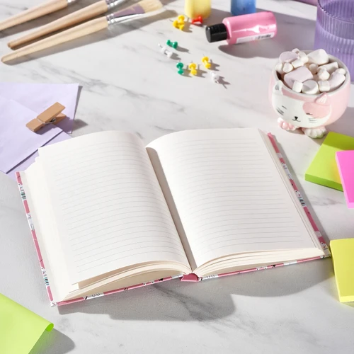 Karaca Container Pembe Kedi 96 Yaprak Çizgili Sert Kapak Defter