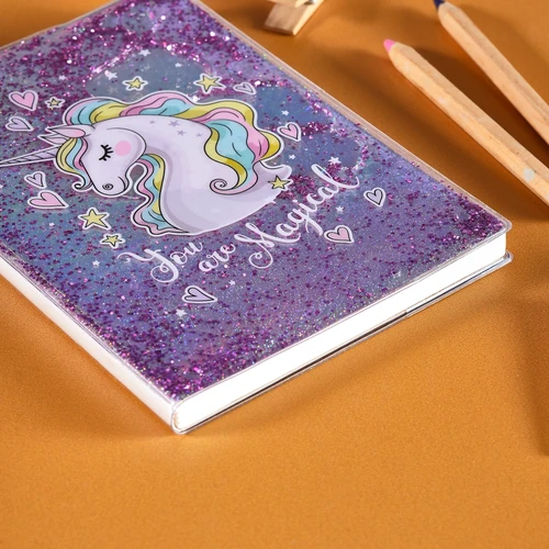 Karaca Container Magical Unicorn Çizgili 40 Yaprak Sulu Simli Defter