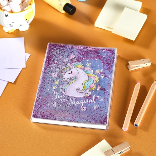 Karaca Container Magical Unicorn Çizgili 40 Yaprak Sulu Simli Defter