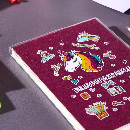 Karaca Container Klasik Unicorn Çizgili 64 Yaprak Simli Defter