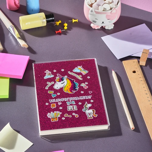 Karaca Container Klasik Unicorn Çizgili 64 Yaprak Simli Defter