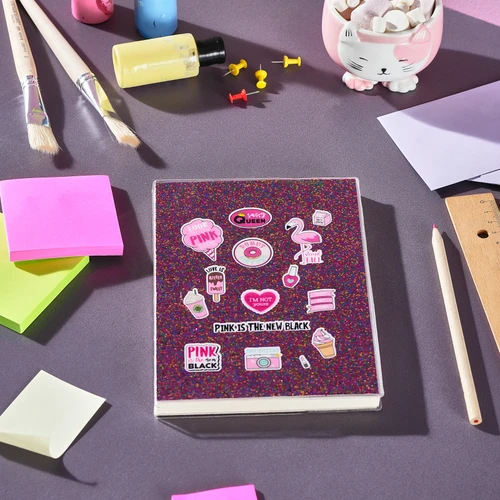 Karaca Container Pink Çizgili 64 Yaprak Simli Defter