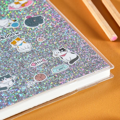 Karaca Container Kedi Çizgili 64 Yaprak Simli Defter