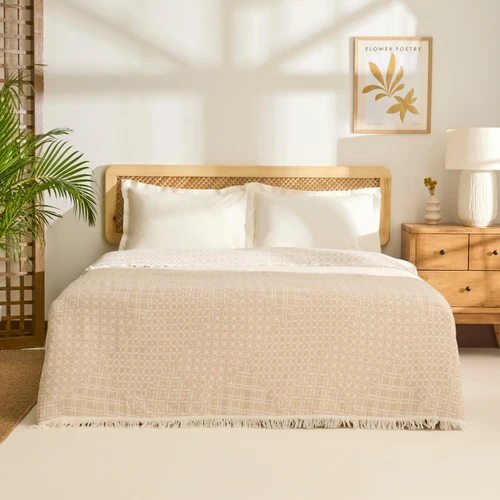 Kaşmir Home Flavo Çift Kişilik Jakar Muslin Pike Bej 