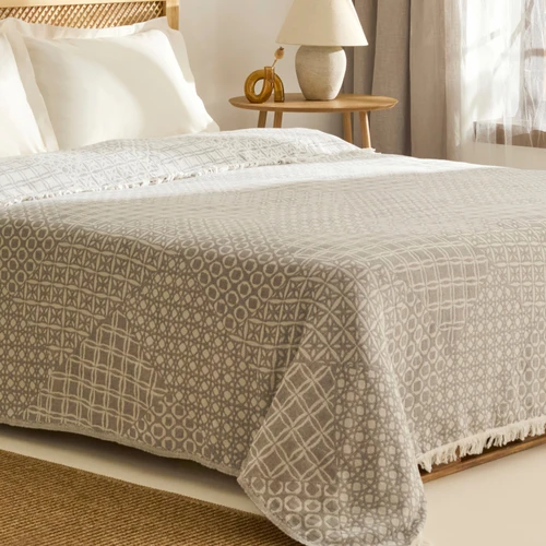 Kaşmir Home Flavo Çift Kişilik Jakar Muslin Pike Gri