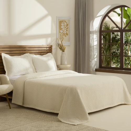 Kaşmir Home Serenty Çift Kişilik Yatak Örtüsü Takımı Offwhite