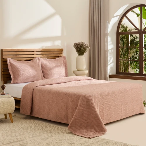 Kaşmir Home Serenty Çift Kişilik Yatak Örtüsü Takımı Rose 