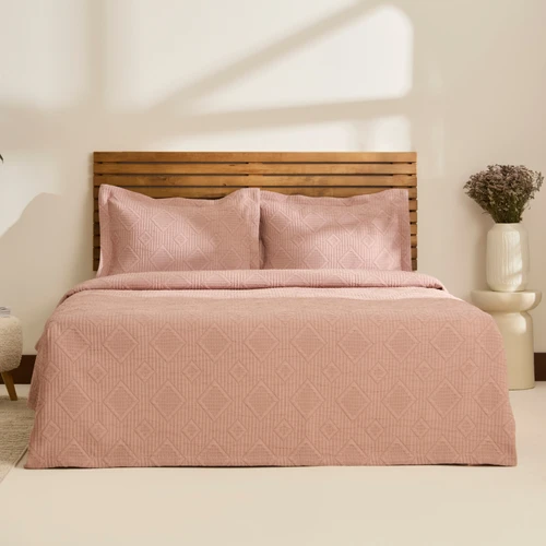 Kaşmir Home Serenty Çift Kişilik Yatak Örtüsü Takımı Rose 