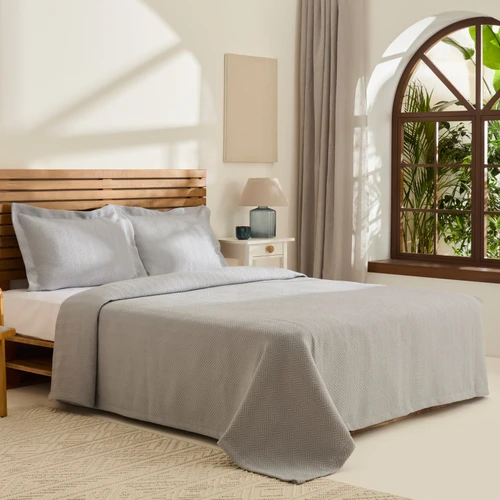 Kaşmir Home Infınity Çift Kişilik Yatak Örtüsü Takımı Gri