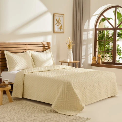 Kaşmir Home Essence Çift Kişilik Yatak Örtüsü Takımı Ekru 