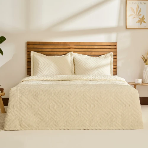 Kaşmir Home Essence Çift Kişilik Yatak Örtüsü Takımı Ekru 
