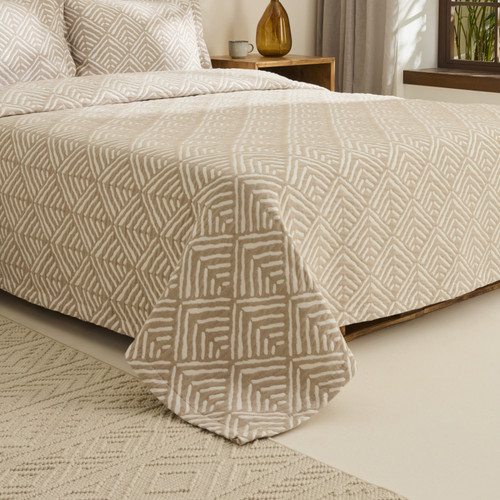 Kaşmir Home Space Çift Kişilik Yatak Örtüsü Takımı Bej
