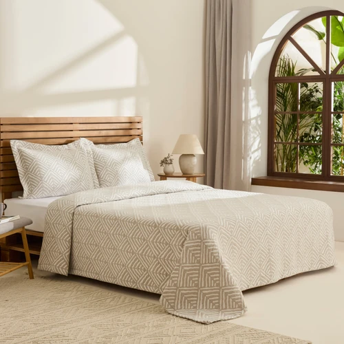 Kaşmir Home Space Çift Kişilik Yatak Örtüsü Takımı Gri 