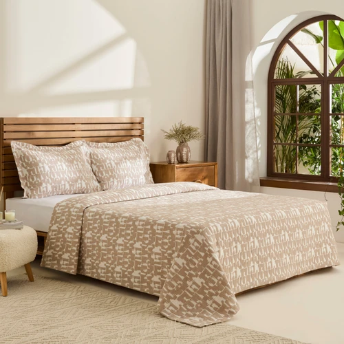 Kaşmir Home Breeze Çift Kişilik Yatak Örtüsü Takımı Bej 