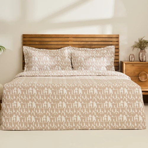Kaşmir Home Breeze Çift Kişilik Yatak Örtüsü Takımı Bej 