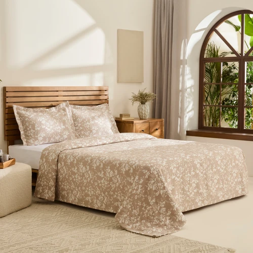 Kaşmir Home Eternal Çift Kişilik Yatak Örtüsü Takımı Bej