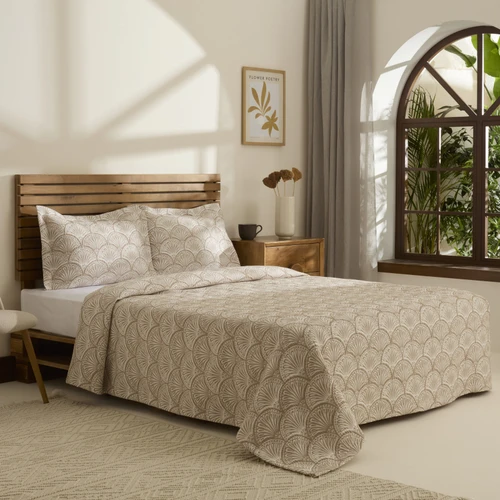 Kaşmir Home Aurora Çift Kişilik Yatak Örtüsü Takımı Bej