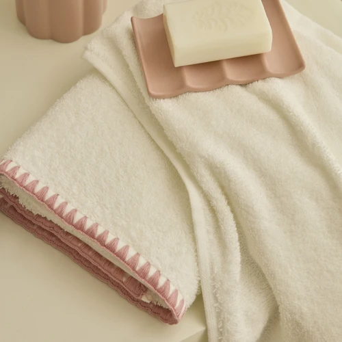 Kaşmir Home Pure 2'li Midye Dikişili Yüz Havlusu Rose