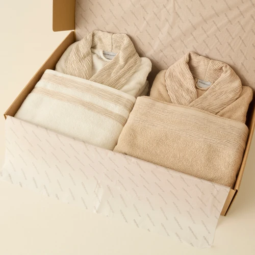 Kaşmir Home Elin 6 Parça Aile Banyo Seti Offwhite-Bej