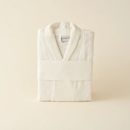 Kaşmir Home İris Waffle Bornoz Offwhite L-XL