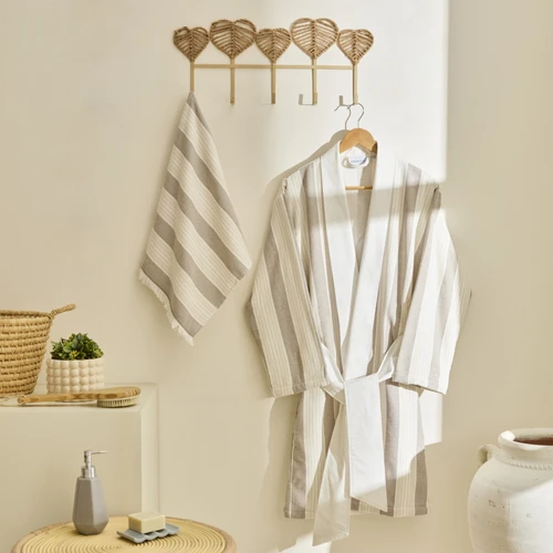 Kaşmir Home Helen Kimono Set Offwhite-Bej L-XL