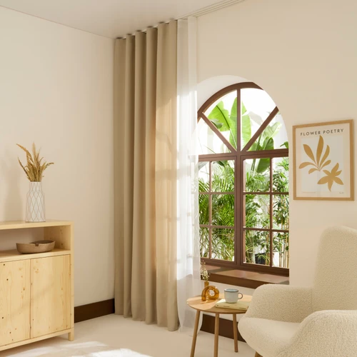 Kaşmir Home Perla Keten Fon Perde Açık Taş 150x270 cm