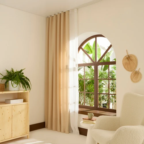 Kaşmir Home Perla Keten Fon Perde Açık Bej 150x270 cm