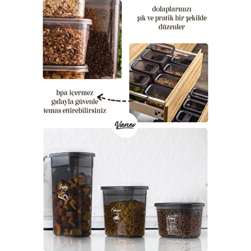 Vienev Beyaz Serigrafi Etiketli Peggy Dikdörtgen Saklama Kabı 12'li Çok Renkli Vienev Beyaz Serigrafi Etiketli Peggy Dikdörtgen Saklama Kabı 12'li Çok Renkli