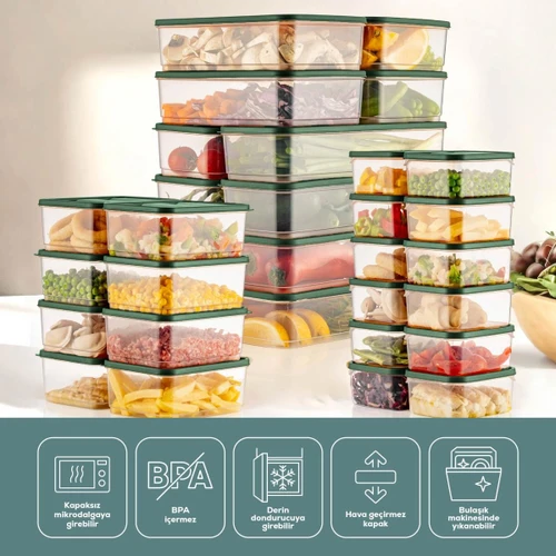 Vienev 30lu Buzdolabı Düzenleyici Organizer Mikrodalgaya Uygun Difriz Saklama Kabı Yeşil