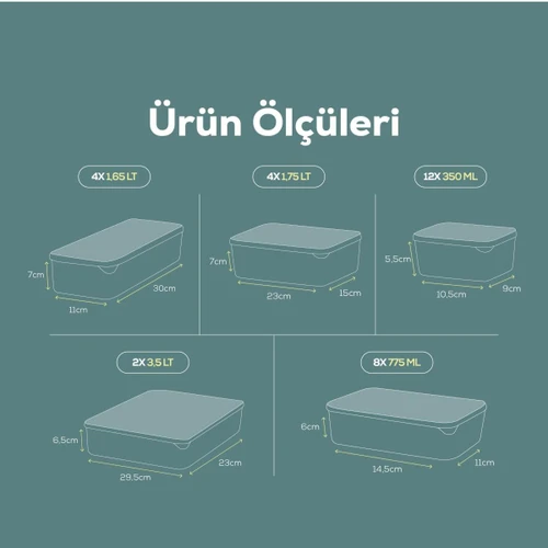 Vienev 30lu Buzdolabı Düzenleyici Organizer Mikrodalgaya Uygun Difriz Saklama Kabı Yeşil