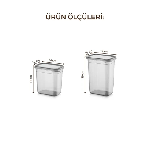 Vienev Beyaz Serigrafi Etiketli 10lu Peggy Dikdörtgen Saklama Kabı Seti 5x(1500-1150 Ml) Antrasit