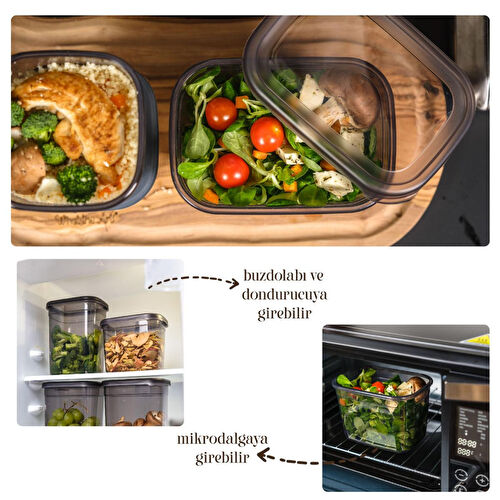 Vienev 30'lu Peggy Dikdörtgen Saklama Kutusu Seti 6x(1,9 1,5 1,15 0,8 0,4 Li̇tre) Serigrafi Etiketli