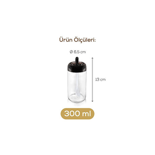 Vienev Kendinden Kaşıklı Serigrafi Etiketli 12'li Uzun Baharat Seti - Cam Vienev Kendinden Kaşıklı Serigrafi Etiketli 12'li Uzun Baharat Seti - Cam