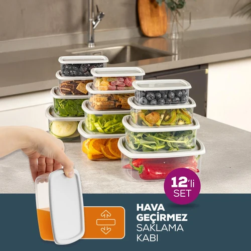 Vienev 12'li Hava Geçirmez Saklama Kabı Seti Gri 3x(250-500-750-1200 Ml)