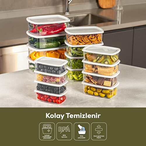 Vienev 16'lı Hava Geçirmez Saklama Kabı Seti Gri 4x(250-500-750-1200 Ml)