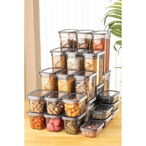 Vienev 30'lu Peggy Dikdörtgen Saklama Kutusu Seti 6x(1,9 1,5 1,15 0,8 0,4 Li̇tre) Serigrafi Etiketli