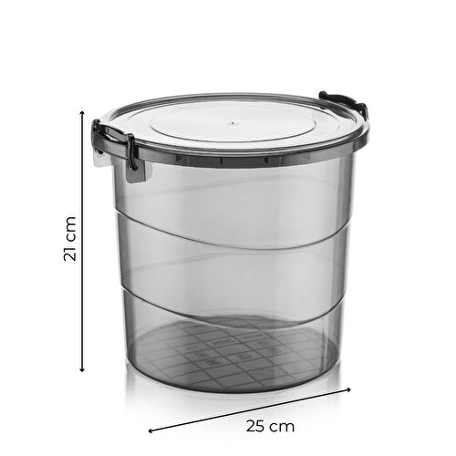 Vienev Mega Boy 2li Yuvarlak Kulplu Deterjanlık Saklama Kutusu Kabı - Un Bakliyat Kabı 7 Litre Antrasit