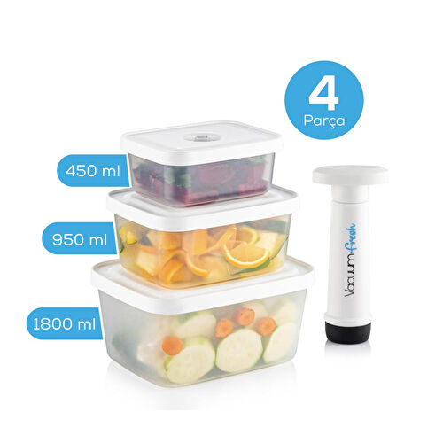 Vienev Vacuumfresh 4 Parça Vakumlu Gıda Saklama Ve Vakum Pompa Seti