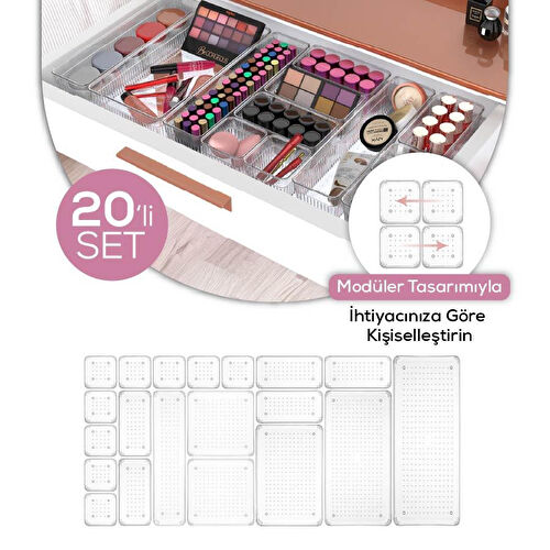 Vienev 20'li Çekmece Içi-banyo Içi Masaüstü Kozmetik Aksesuar Düzenleyici Organizer